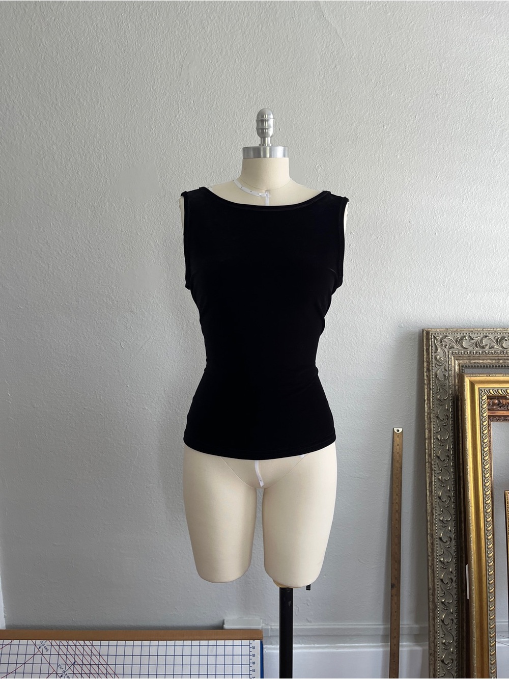 Vintage 90s Velvet Boat Neck Top